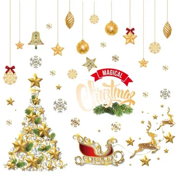 2020 Kalėdų Papuošalai Kalėdos Nauji Metai 2021 Linksmų Kalėdų Sienos Lipdukai Santa Freskomis Lango Stiklo Lipdukai Kalėdinis Namų Dekoras