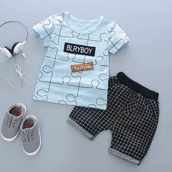 2020 Karšto Berniukams, Kūdikių Drabužiai Nustatyti Trumpi rankovėmis Marškinėliai T-shirt Kelnes, 2-jų dalių Kostiumą Mados Vasaros Medvilnės Kostiumas
