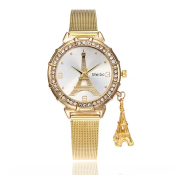 2020 Karšto Moterų Laikrodžiai Mados Dizaino Paryžiaus Eifelio Bokšto Laikrodžiai Moterims Kristalų Laikrodžių Akių Juostos Kvarco Žiūrėti Relogio Feminino