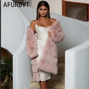 2020 Karšto Pardavimo Šiltas, Žiemos Paltas Mados Fox Fur Coat Didelio Dydžio moteriški Dirbtiniais Kailių Paltai Moterims Rausva Juoda 6XL