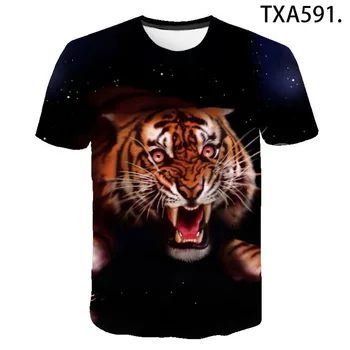 2020 Kietas Vyrų, Moterų, Vaikų Marškinėliai Gyvūnų Tigras 3D Print T Shirt Vasaros trumpomis Rankovėmis Harajuku Atsitiktinis Viršūnes Berniukas Mergaitė Vaikai Tee