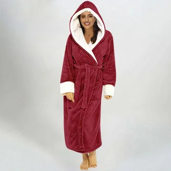 2020 Kimono Sleepwear Seksualus Chalatas Storas Šiltas, Minkštas Flanelė Skraiste Žiemos Ilgos V-Kaklo Pižamą Moterų Lounge Sleepwear Skraiste