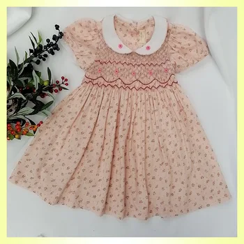 2020 kūdikių mergaičių smocked suknelės vasaros mergaitė princesė gėlių vintage suknelė elegantiškas suknelė mergina 3 4 5 6 7 metų