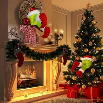 2020 Lino Kalėdų Vagis Už Kanapės Stealer Dizaino Girliandas Pakabukas Namų Durų Vainikas Hoopas Kabinti Ornamentu Kalėdos Apdaila