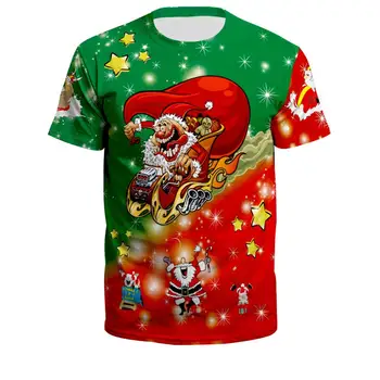 2020 m. Europos ir Amerikos moterų bjaurusis Kalėdų T-shirt Santa Claus spausdinti laisvas megztinis marškinėliai vyrams ir moterims rinkiniai marškinėliai
