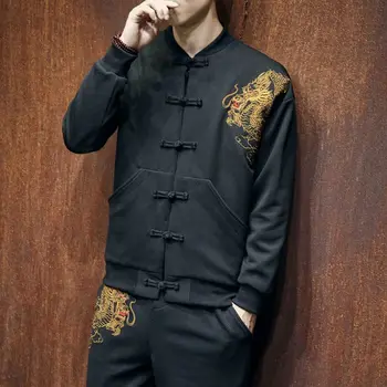 2020 M. Kinijos Stiliaus Aukštos Kokybės Dragon Siuvinėjimo Bombonešis Striukė Vyrams Juoda Hip-Hop Striukė Streetwear Atsitiktinis Vyriškos Striukės, Paltai