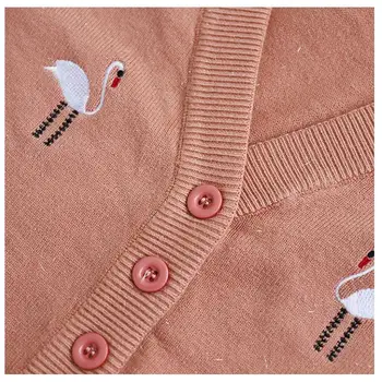 2020 m. Moteris Rudens-Žiemos megzti Megztinis Puloveriai Moterų Megzti Swan Spausdinti Megztinis Marškinėliai Lady mezgimo Megztinis Viršūnes Outwear