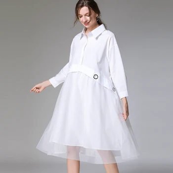 2020 m. pavasario Didelis dydis moterų drabužiai akių kratinys suknelė plius dydis prarasti 3/4 rankovėmis mielas one piece suknelė atostogų paplūdimyje dress4XL