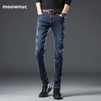 2020 m. pavasarį naują atvykimo džinsai vyrų Mados elastingumą vyriški džinsai vyrų aukštos kokybės Plonas medvilnės džinsai, kelnės,Mėlyna, juoda