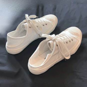 2020 m. Pavasarį, Rudenį Atsitiktinis Baltos spalvos Sportbačiai Moterims Padėti Mažas Klasikinis butas Saldainiai spalvos Drobė Batai Vasaros Butų Atostogų batai