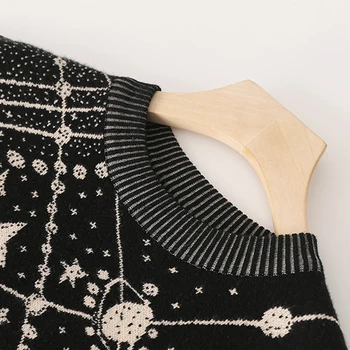 2020 m. pavasarį, rudenį ir žiemą, ištižęs vėjo star pačios žvaigždučių vidurio ilgio Megztinis juoda ir balta trikotažas laisvas megztinis femaleB-022