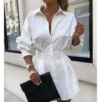 2020 m. Pavasarį, Rudenį OLIS Streetwear Marškinėliai Stiliaus Mini Suknelė Homewear ilgomis Rankovėmis Mados Spausdinti Atsitiktinis Bodycon Suknelė Plius Dydis