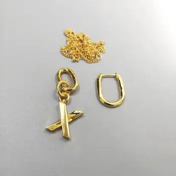 2020 m., Pradinis Laiškas 26 Charactors Derliaus Metalo Aukso žalvario, padengta karoliai clavicle grandinės Auskarai Choker collares apykaklės kupe
