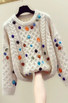 2020 m. Rudens ir Žiemos Prarasti Twist džemperis moterims, Rankų darbo Zawalcowany Megztiniai (džemperiai ir megztų drabužių, negabaritinių megztinis moteriška pardavimas