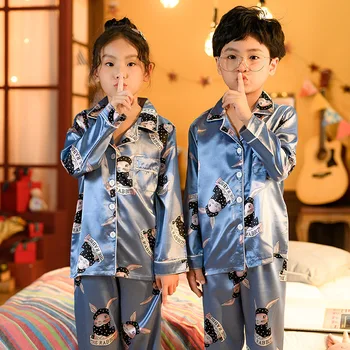 2020 m. Rudens Žiemos Ilgos Rankovės Vaikams Sleepwear Šilko Pižama, Nustatyti Berniukų Pižamos Rinkinius Vaikams, naktiniai drabužiai Mergaičių naktiniai marškiniai, pižamos Namų Drabužiai