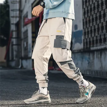2020 m. Rudenį Hip-Hop Poilsiu Vyrų Juodos Haremo Kelnės Multi-pocket Vyras Sweatpants Streetwear Laisvalaikio Vyriškos Kelnės M-3XL Harajuku