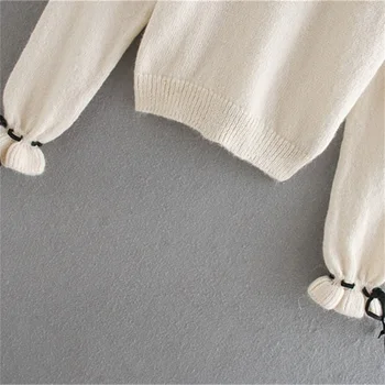 2020 m. rudenį naujų produktų prancūzijos šviesą temperamentas tuščiaviduriai dizaino lankas apdailos plonas megztinis (puloveris)