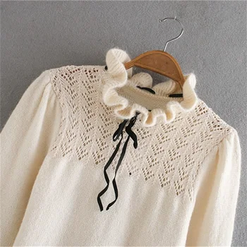 2020 m. rudenį naujų produktų prancūzijos šviesą temperamentas tuščiaviduriai dizaino lankas apdailos plonas megztinis (puloveris)