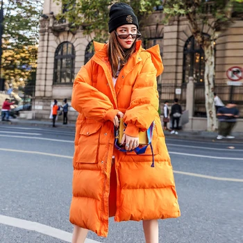 2020 m. ryškių spalvų, Žiemos Paltai Moterims striukė Ilga Žemyn Parko Gobtuvu Kailis pūkinė Striukė Storas Šiltas Moterų Prarasti gatvės outwear YRF63