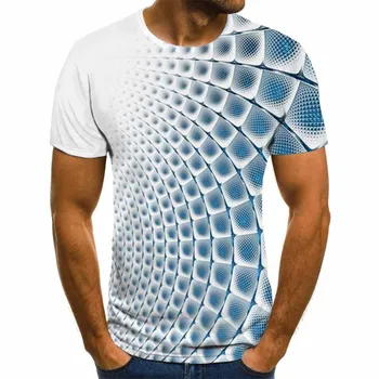 2020 m. tarpvalstybinių Užsienio Prekybos Karšto Pardavimo vyriški 3D Spausdinimo Geometrinis 3D Skaitmeninis Spausdinimas Mados trumpomis Rankovėmis T-Shirt