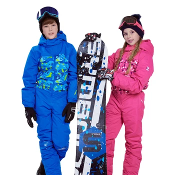 2020 M. Žiemos Mergaičių Slidinėjimo Kombinezonas Šiltas Berniukai Sniego Jumpsuits Thisck Vandeniui Vaikų Snieglenčių Drabužius Outdood Sportas Slidinėjimo Kostiumai