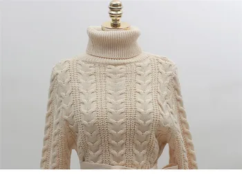 2020 M. Žiemą Šiltas Megztinis Sukneles Moterims Ilgomis Rankovėmis Megztinis Golfo Susukti Sustorėjimas Megztinis Ilgas Megzti Suknelė Su Diržu