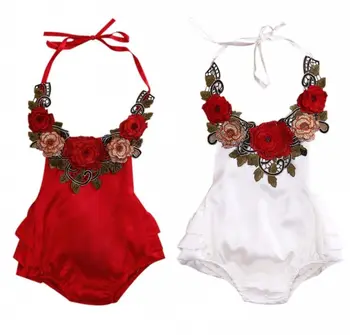 2020 Mados Naujagimiui Mergaičių Drabužius 3D Gėlių Backless Bodysuits Kūdikiams Mergina Gėlių Bodysuit Sunsuit 0-3T Drabužių ropa bebe