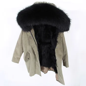 2020 maomaokong žiemos Natūralaus lapės kailio pamušalas striukės paltai moterims mados parko kailiniai paltai Velvetas nekilnojamojo kailių apykaklės Ilgai parkas