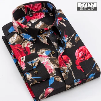 2020 masculino fino ajuste flor impresso camisas masculinas de manga longa camisa gėlių dos homens topos casuais plius dydis cami