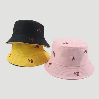 2020 Medvilnė dvipusis vyšnių spausdinimo Kibiro Kepurę Žvejys Skrybėlę lauko kelionių skrybėlė nuo Saulės Bžūp Skrybėlės Moterims ir Vyrams 208