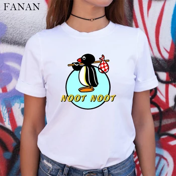 2020 metų Vasaros Moterų TShirts Naujovė Noot Noot Motherfu***s Pingvinas Juokingas Animacinių filmų Harajuku Streetwear Topai Marškinėliai Moteriška T-shirt