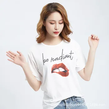 2020 metų Vasaros Naują Atvykimo Grynos Medvilnės Kinijos Raštais Išsiuvinėta Tingus trumpomis Rankovėmis T-shirt