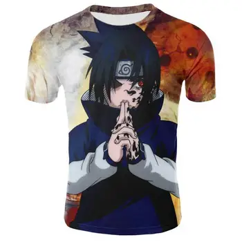 2020 metų vasaros vaikų naujas Japonų anime Naruto Uchiha Sasuke meson berniukas 3D atspausdintas vyriški laisvalaikio marškinėliai