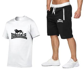2020 metų vasaros vyrai karšto naujas spausdinti marškinėliai + šortai atsitiktinis tiktų vyrų sporto Lonsdale veikia sprogimų atsitiktinis sportinės aprangos komplektai