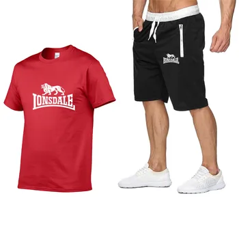2020 metų vasaros vyrai karšto naujas spausdinti marškinėliai + šortai atsitiktinis tiktų vyrų sporto Lonsdale veikia sprogimų atsitiktinis sportinės aprangos komplektai