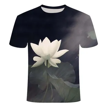 2020 metų vasaros vyrų apvalios kaklo rožių gėlių 3D modelio spausdinimo T-shirt mados vasaros trumpomis rankovėmis vyriški laisvalaikio patogus 3DT sh