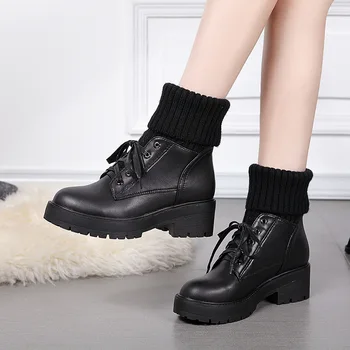 2020 Moterų Batai Moteriški Žieminiai Batai Batai Trumpas Bootie moterų batai scarpe donna stambusis batai socofy Batai ant platformos