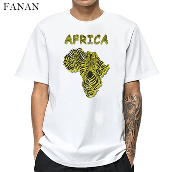 2020 Nauja Afrikos Žemėlapis Kultūros Grafinis Marškinėliai Gyvūnų Marškinėliai Vyrams Streetwear Harajuku Viršūnes Tees Balto Print Marškinėlius Mados Drabužiai