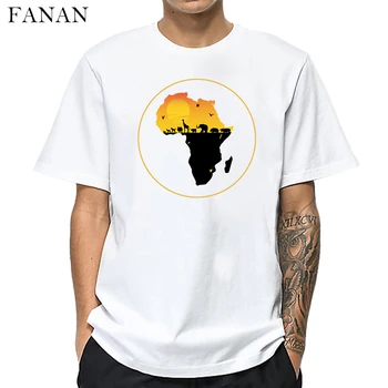 2020 Nauja Afrikos Žemėlapis Kultūros Grafinis Marškinėliai Gyvūnų Marškinėliai Vyrams Streetwear Harajuku Viršūnes Tees Balto Print Marškinėlius Mados Drabužiai
