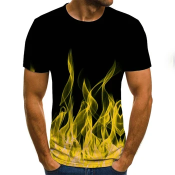 2020 nauja liepsna grafinis T-shirt 3D atspausdintas vyriški T-shirt vasaros atsitiktinis mados viršūnes apvalios kaklo marškinėliai plius dydis streetwear