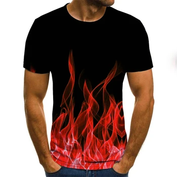 2020 nauja liepsna grafinis T-shirt 3D atspausdintas vyriški T-shirt vasaros atsitiktinis mados viršūnes apvalios kaklo marškinėliai plius dydis streetwear