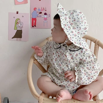 2020 Nauja Vaikiška Baby Girl Gražių Gėlių Romper Korėjos Stiliaus Rudenį Baby Girl Princesė Rompers Naujagimiui Mergina Jumpsuit