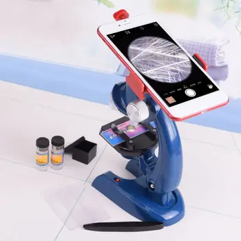 2020 Naujas 100X-1200X Biologinis Mikroskopas Kit w/ Mobiliojo Telefono Laikiklis Švietimo Žaislas Dovana