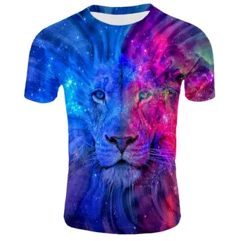 2020 naujas 3D spausdinimo spalva liūtas T-shirt street wear trumparankoviai spausdinimo mados T-shirt vyrams