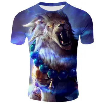 2020 naujas 3D spausdinimo spalva liūtas T-shirt street wear trumparankoviai spausdinimo mados T-shirt vyrams