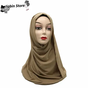 2020 Naujas Briaunuoti Jersey šalikas hijab žiemos moterys musulmonų tampri hijabs soild medvilnės skarelė už islamo foulard femme musulman