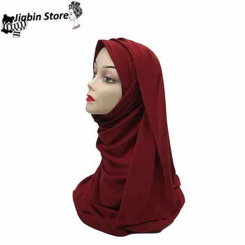 2020 Naujas Briaunuoti Jersey šalikas hijab žiemos moterys musulmonų tampri hijabs soild medvilnės skarelė už islamo foulard femme musulman