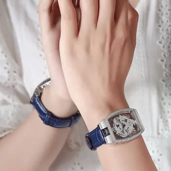 2020 Naujas Davena Tuščiaviduriai Moterų Laikrodžiai Top Brand Kvarco Žiūrėti moterų White Gold Diamond Apyrankės Žiūrėti Cask-tipo Laikrodis atsparus Vandeniui