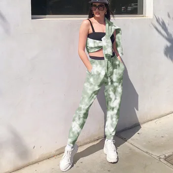 2020 Naujas Kaklaraištis Dažų Moterų Sweatpants Poilsiu Atsitiktinis Kelnės Baggy Pants Streetwear Didelis Juosmens Prakaito Ziajać Moteris Visiškai Capris Vaivorykštė