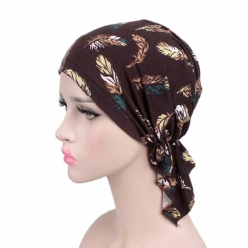 2020 Naujas mados spausdinti moteris turbaną skrybėlę minkšta elastinga gėlės lady musulmonų šukuosena apvyniokite galvą skara hijab kepurės turbante moteris